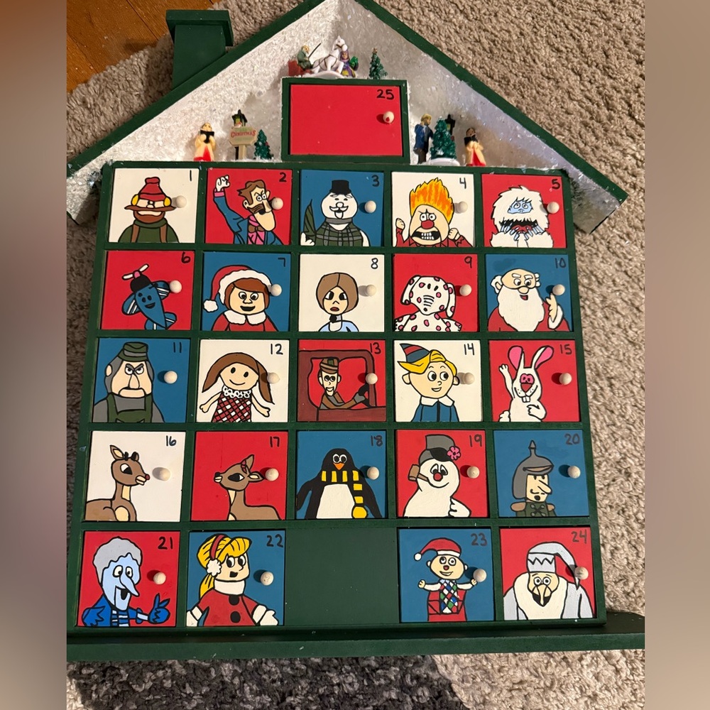 Colorful Advent Calendar with Cartoon Characters